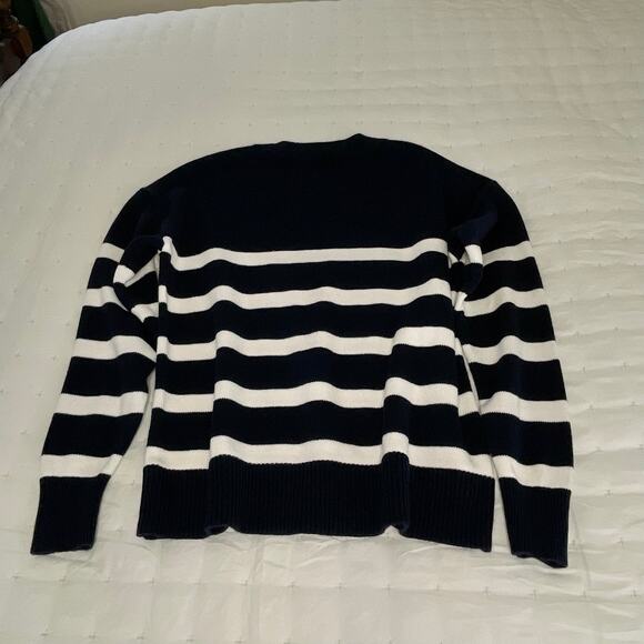 Loft Outlet Striped Cotton Pullover with Embroidered Heart Women's S Navy Blue - Picture 6 of 10